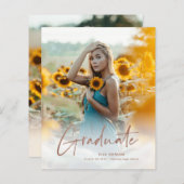 Budget Roos Gold Photo Graduparty Uitnodiging (Voorkant / Achterkant)