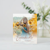 Budget Roos Gold Photo Graduparty Uitnodiging (Staand voorkant)