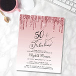 Budget Roos Gold Pink Glitter 50e verjaardag Uitno<br><div class="desc">Elegant,  chic en budgetvriendelijk,  50ste verjaardagsfeest met "50 & Fabulous",  in stijlvol schrift geschreven tegen een roze achtergrond met roze en roos gouden faux glitter van bovenaf. Je kunt je personaliseren met haar naam en partijgegevens.</div>