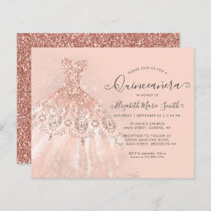 Budget Roos Gold Pink Glitter Gown Quinceanera