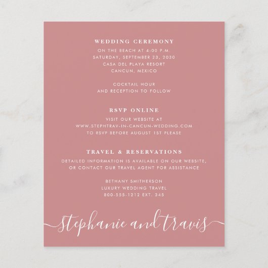 Budget Roos Gold Pink Map Destination Wedding (Achterkant)