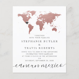 Budget Roos Gold Pink Map Destination Wedding
