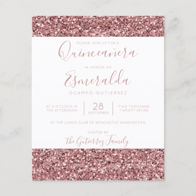 BUDGET Roos Gold Pink Quinceanera (Voorkant)