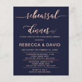 Budget Roos Gold Script Rehearsal Dinner Uitnodige