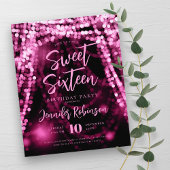Budget Roos Gold String Lights Sweet 16 Invite Flyer