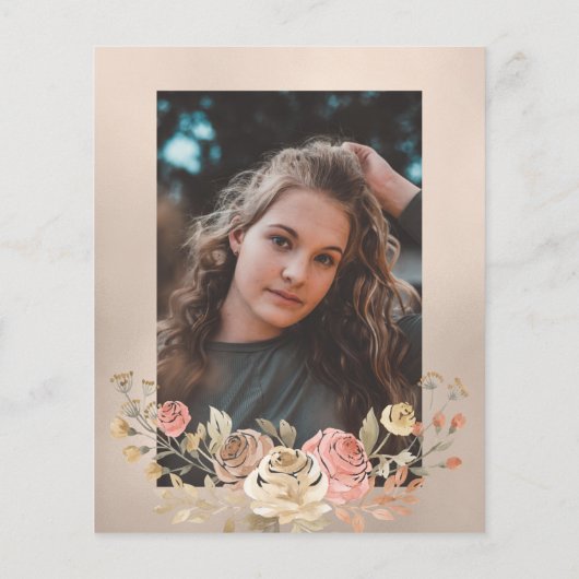 Budget roos Gold Sweet Sixteen foto Uitnodiging (Achterkant)