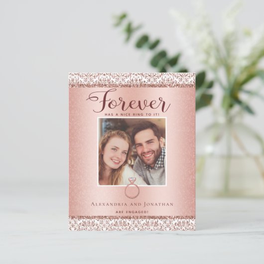 Budget Roos Gold Verloving Foto aankondiging (Staand voorkant)