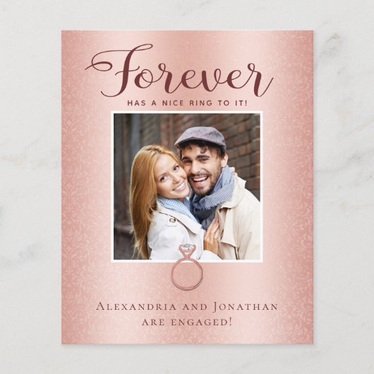 Budget Roos Gold Verloving Foto aankondiging (Voorkant)