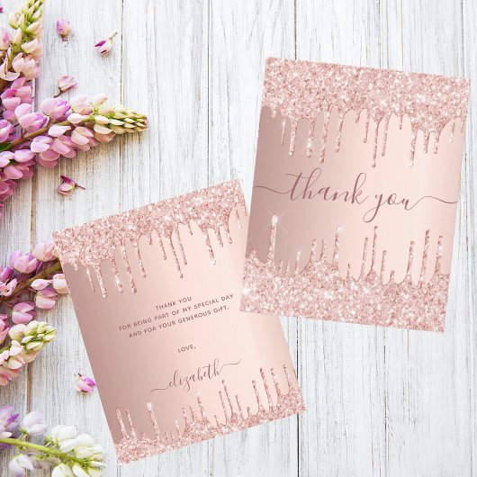 BUDGET roos goud glitter druppelt roze dank u