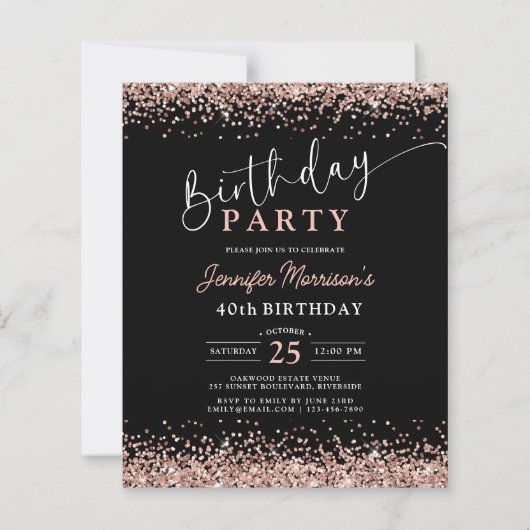 Budget Roos Goud Zwart Elke Leeftijd 40e Verjaarda (Voorkant)