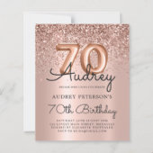 Budget Roos Gouden Ballon 70e Verjaardagsuitnodigi (Voorkant)