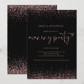 Budget Roos Gouden Glitter Bruiloft Avondfeest Kaart (Voorkant / Achterkant)