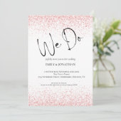 Budget Roos Gouden Glitter Wij Doen QR Bruiloft Kaart (Staand voorkant)