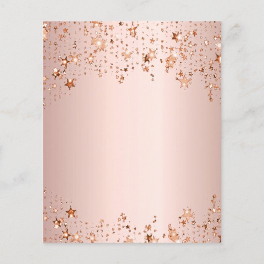 Budget roos gouden sterren bruiloft uitnodiging (Achterkant)