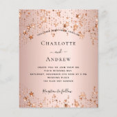 Budget roos gouden sterren bruiloft uitnodiging (Voorkant)