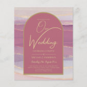 BUDGET Roos Pink Gold Arch Marble Wedding INVITE Flyer (Voorkant)