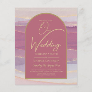 BUDGET Roos Pink Gold Arch Marble Wedding INVITE Flyer