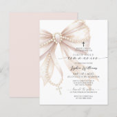 Budget Rosary Bow First Holy Communion Invitation (Voorkant / Achterkant)