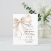 Budget Rosary Bow First Holy Communion Invitation (Staand voorkant)