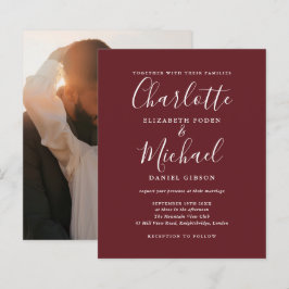 Budget Rosewood Roze Huwelijksuitnodiging met Foto