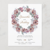 Budget Roustic Floral Terracotta Wedding Uitnodigi (Voorkant)