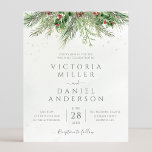Budget Roustic Winter Greenery Wedding Invitation<br><div class="desc">Prachtige,  betaalbare huwelijksuitnodigingen met handbeschilderde botanische waterverf illustraties van wintergroene,  dennenstreek- en sprottakken,  keien en holly bessen. Ideale keuze voor wintervakantie of kerstvakantie-bruiloften.</div>
