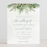 Budget Roustic Winter Greenery Wedding Invitation<br><div class="desc">Prachtige,  betaalbare huwelijksuitnodigingen met handbeschilderde botanische waterverf illustraties van wintergroene,  dennenstreek- en sprottakken,  keien en holly bessen. Ideale keuze voor wintervakantie of kerstvakantie-bruiloften.</div>