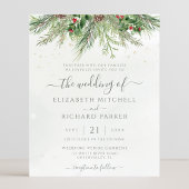 Budget Roustic Winter Greenery Wedding Invitation
