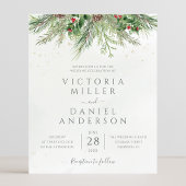 Budget Roustic Winter Greenery Wedding Invitation