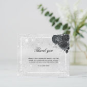 Budget rouwkaart zilver zwart foto bedankt (Staand voorkant)