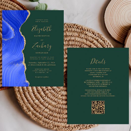 Budget Royal Blauw Goud Agaat Groen QR Code Trouw