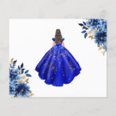 Budget Royal Blauw Save the Date Quinceanera (Achterkant)