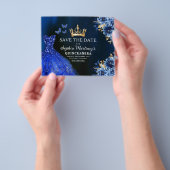 Budget Royal Blauw Save the Date Quinceanera Flyer (Hand)