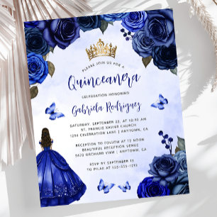 Budget Royal Blue Bloemenkroon Princess Quinceañer