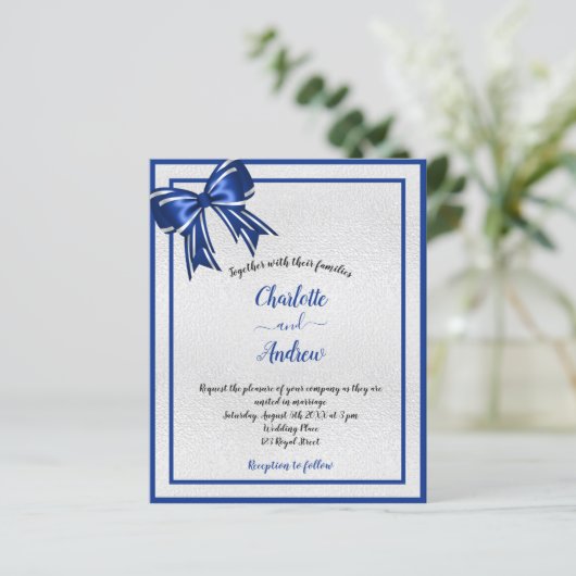 Budget royal blue bow bruiloft (Staand voorkant)