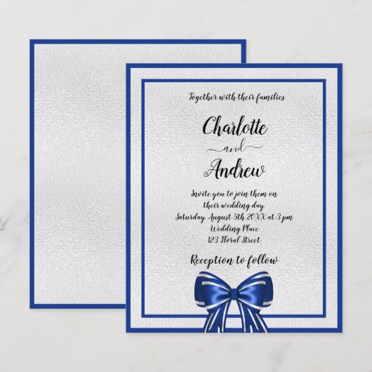 Budget royal blue bow bruiloft (Voorkant / Achterkant)