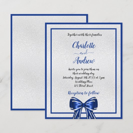 Budget royal blue bow bruiloft (Voorkant / Achterkant)