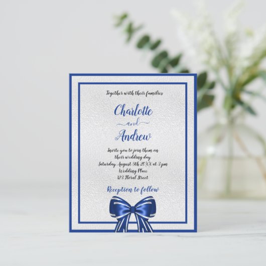 Budget royal blue bow bruiloft (Staand voorkant)