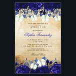Budget Royal Blue Butterfly Sweet 16 Uitnodiging<br><div class="desc">Budget  Elegant Royal Blue Floral Butterflies Sweet 16 Uitnodiging</div>