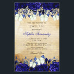 Budget Royal Blue Butterfly Sweet 16 Uitnodiging<br><div class="desc">Budget  Elegant Royal Blue Floral Butterflies Sweet 16 Uitnodiging</div>