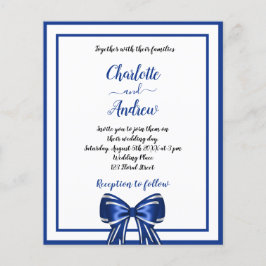 Budget royal blue elegant bow bruiloft
