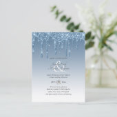 Budget Royal Blue Glitter Driving WEDDING INVITE Briefkaart (Staand voorkant)