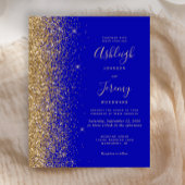 Budget Royal Blue Glitter Wedding Invite