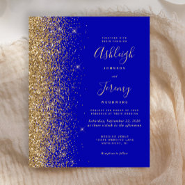 Budget Royal Blue Glitter Wedding Invite