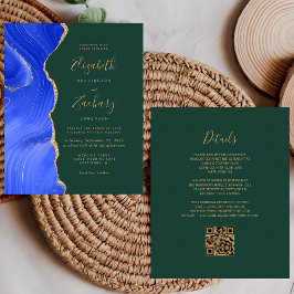 Budget Royal Blue Gold Agaat Green QR Code Wedding