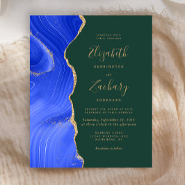 Budget Royal Blue Gold Agaat Green Wedding Uitnodi
