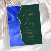 Budget Royal Blue Gold Agaat Green Wedding Uitnodi