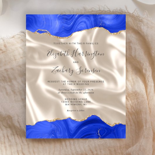 Budget Royal Blue Gold Agaat Ivoor Silk Wedding