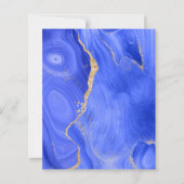 Budget Royal Blue Gold Agate Wedding Uitnodiging (Achterkant)