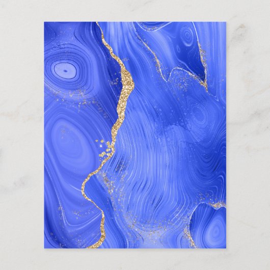 Budget Royal Blue Gold Agate Wedding Uitnodiging (Achterkant)